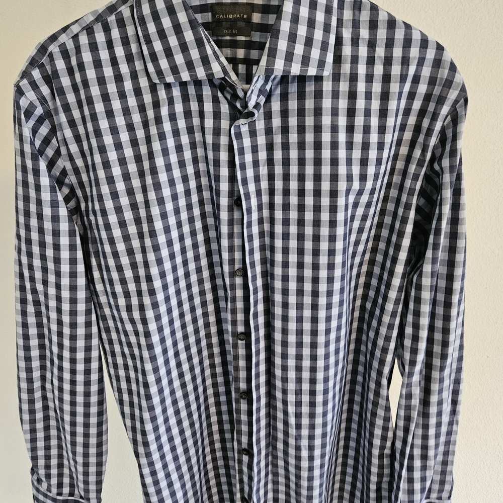 Nordstrom Men's Navy and White Gingham Shirt